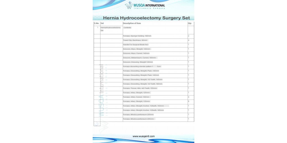 Hernia Hydrocoelectomy Set